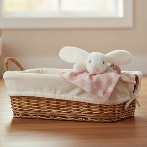 Jesse & Lulu Pink Bunny Rabbit Security White Polka Dot Lovey Security Blanket